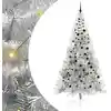 Image de vidaXL Sapin de Noël artificiel pré-éclairé Argent 240 cm PET