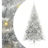 Image de vidaXL Sapin de Noël artificiel pré-éclairé Argent 240 cm PET