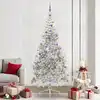 Image de vidaXL Sapin de Noël artificiel pré-éclairé Argent 240 cm PET