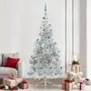 Image de vidaXL Sapin de Noël artificiel pré-éclairé Argent 240 cm PET