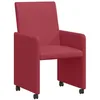 Image de vidaXL Chaises de Salle à Manger avec Roues 2 pc Faux cuir Bordeaux