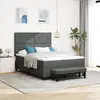 Image de vidaXL Lit à ressorts avec coussin Gris foncé 140 x 190 cm tissu