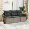 Image de vidaXL Ensemble de canapé de jardin avec coussin 3 pcs Gris Poly rotin