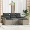 Image de vidaXL Ensemble de canapé de jardin 4 pc Gris clair polyrotin