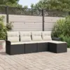 Image de vidaXL Ensemble de canapé de jardin 5 pc Noir polyrotin