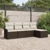 Image de vidaXL Ensemble de canapé de jardin 5 pc Marron polyrotin