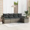 Image de vidaXL Ensemble de canapé de jardin 5 pc Gris polyrotin