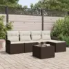 Image de vidaXL Ensemble de canapé de jardin 6 pc Marron polyrotin