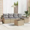 Image de vidaXL Ensemble de canapé de jardin 6 pc Beige polyrotin
