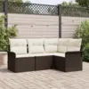 Image de vidaXL Ensemble de canapé de jardin 4 pcs Marron polyrotin