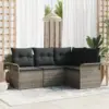 Image de vidaXL Ensemble de canapé de jardin 4 pc Gris polyrotin