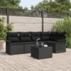 Image de vidaXL Ensemble de canapé de jardin 6 pc Noir polyrotin