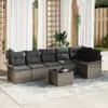 Image de vidaXL Ensemble de canapé de jardin 7 pc Gris polyrotin