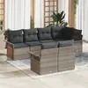 Image de vidaXL Ensemble de canapé de jardin 7 pc Gris Poly rotin