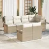 Image de vidaXL Ensemble de canapé de jardin 7 pc Beige Poly rotin