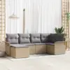 Image de vidaXL Ensemble de canapé de jardin 6 pc Beige polyrotin