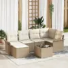 Image de vidaXL Ensemble de canapé de jardin 7 pc Beige polyrotin