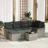 Image de vidaXL Ensemble de canapé de jardin 7 pc Gris clair polyrotin