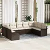 Image de vidaXL Ensemble de canapé de jardin 9 pc Marron polyrotin