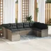 Image de vidaXL Ensemble de canapé de jardin 9 pc Gris polyrotin