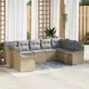 Image de vidaXL Ensemble de canapé de jardin 9 pc Beige polyrotin