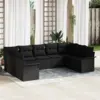 Image de vidaXL Ensemble de canapé de jardin 9 pc Noir polyrotin