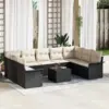Image de vidaXL Ensemble de canapé de jardin 10 pc Marron polyrotin
