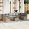 Image de vidaXL Ensemble de canapé de jardin 11 pcs Noir polyrotin