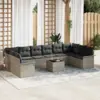 Image de vidaXL Ensemble de canapé de jardin 11 pc Gris polyrotin