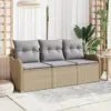 Image de vidaXL Ensemble de canapé de jardin 3 pc Beige Poly rotin