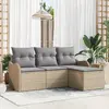 Image de vidaXL Ensemble de canapé de jardin 4 pc Beige polyrotin
