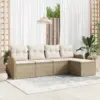 Image de vidaXL Ensemble de canapé de jardin 5 pc Beige polyrotin