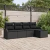 Image de vidaXL Ensemble de canapé de jardin 5 pc Noir polyrotin