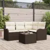 Image de vidaXL Ensemble de canapé de jardin 5 pc Gris polyrotin