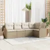 Image de vidaXL Ensemble de canapé de jardin 5 pc Beige polyrotin
