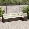 Image de vidaXL Ensemble de canapé de jardin 6 pc Marron polyrotin