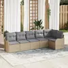 Image de vidaXL Ensemble de canapé de jardin 6 pcs Beige polyrotin