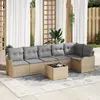 Image de vidaXL Ensemble de canapé de jardin avec coussin 7 pcs Noir Poly rotin