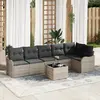 Image de vidaXL Ensemble de canapé de jardin 7 pc Gris polyrotin
