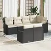 Image de vidaXL Ensemble de canapé de jardin 7 pcs Noir Poly rotin
