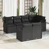 Image de vidaXL Ensemble de canapé de jardin 7 pc Noir Poly rotin