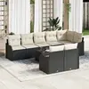 Image de vidaXL Ensemble de canapé de jardin 9 pc Noir et Blanc polyrotin