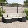 Image de vidaXL Ensemble de canapé de jardin 6 pc Noir et Blanc polyrotin