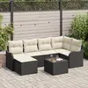 Image de vidaXL Ensemble de canapé de jardin 7 pc Noir et Blanc polyrotin