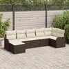 Image de vidaXL Ensemble de canapé de jardin 7 pcs Marron et blanc Poly rotin