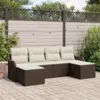 Image de vidaXL Ensemble de canapé de jardin 6 pcs Marron et blanc Poly rotin