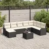 Image de vidaXL Ensemble de canapé de jardin 9 pc Noir et Blanc polyrotin