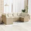 Image de vidaXL Ensemble de canapé de jardin 6 pc Beige et blanc Poly rotin