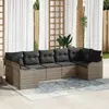 Image de vidaXL Ensemble de canapé de jardin 7 pcs Gris Poly rotin