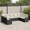 Image de vidaXL Ensemble de canapé de jardin 9 pc Noir et blanc polyrotin